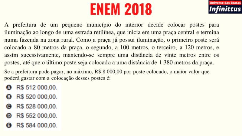 ENEM 2018 – Colocação dos postes [Exercício Resolvido]