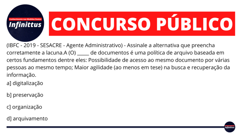 (IBFC - 2019 - SESACRE - Agente Administrativo)