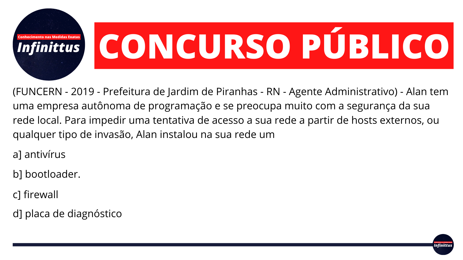 (FUNCERN – 2019 – Prefeitura de Jardim de Piranhas – RN – Agente Administrativo) – Alan tem uma empresa autônoma de…