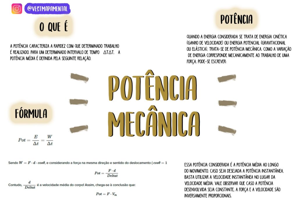 Potência mecânica [resumos, fórmulas e mapas mentais] - Infinittus