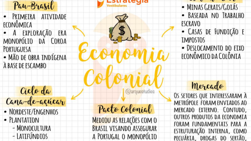 História do Brasil: Economia Colonial [resumos e mapas mentais]
