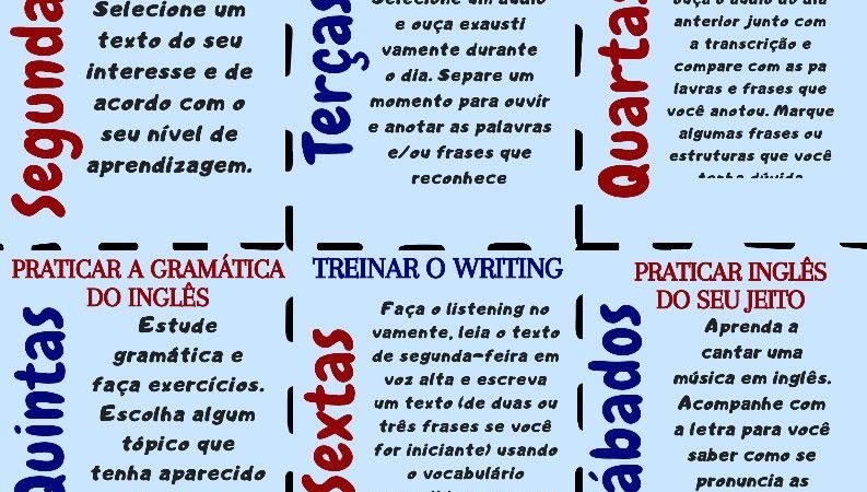 Inglês - Cronograma de estudos e gramática